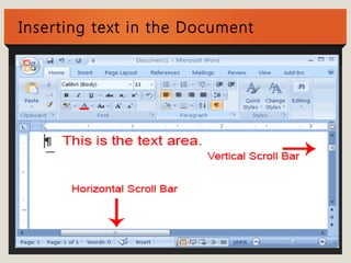 Inserting text in the Document 
 