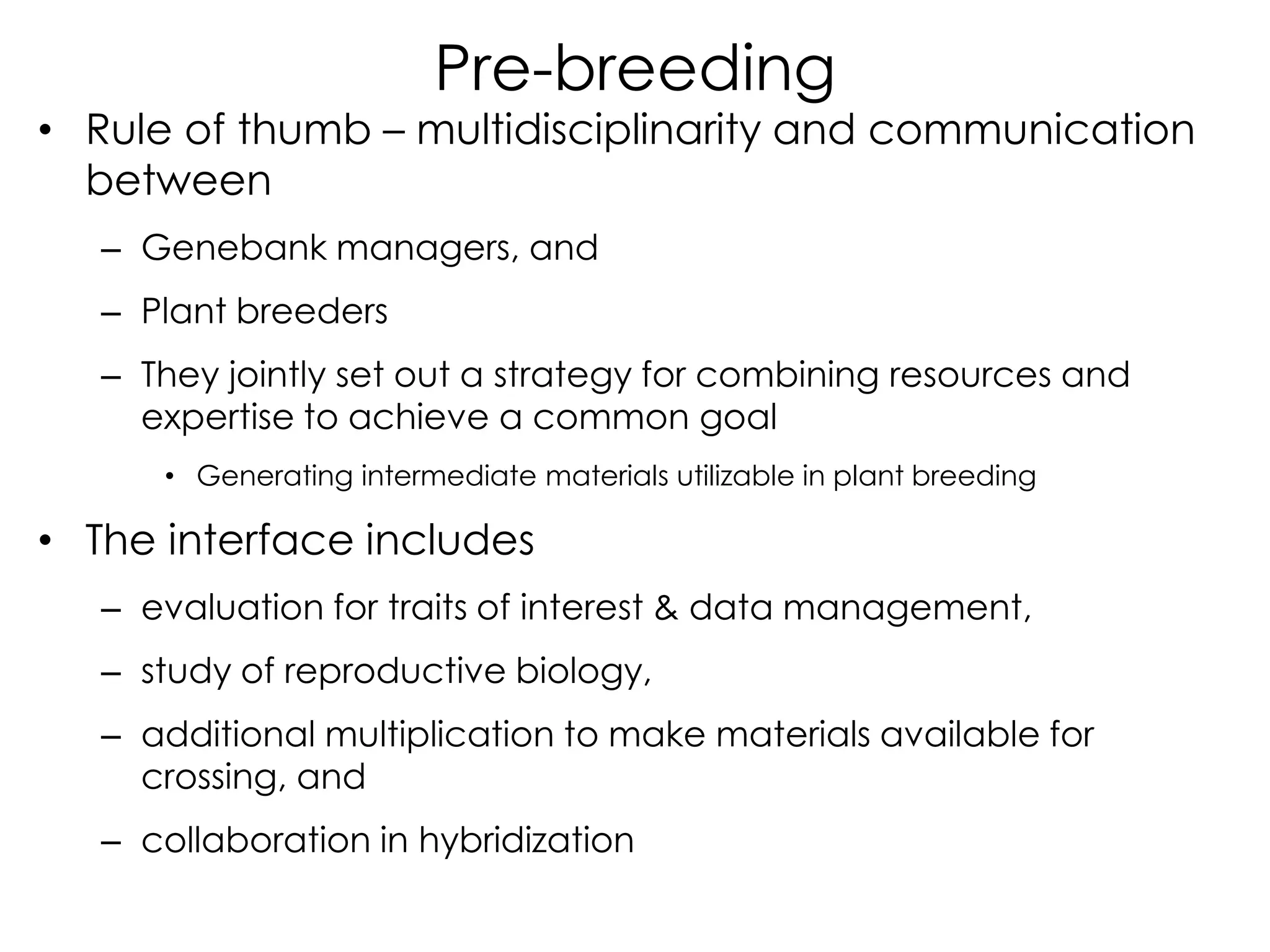 Multiplication Breeding Pre breeding procedures and methods introgression | PDF