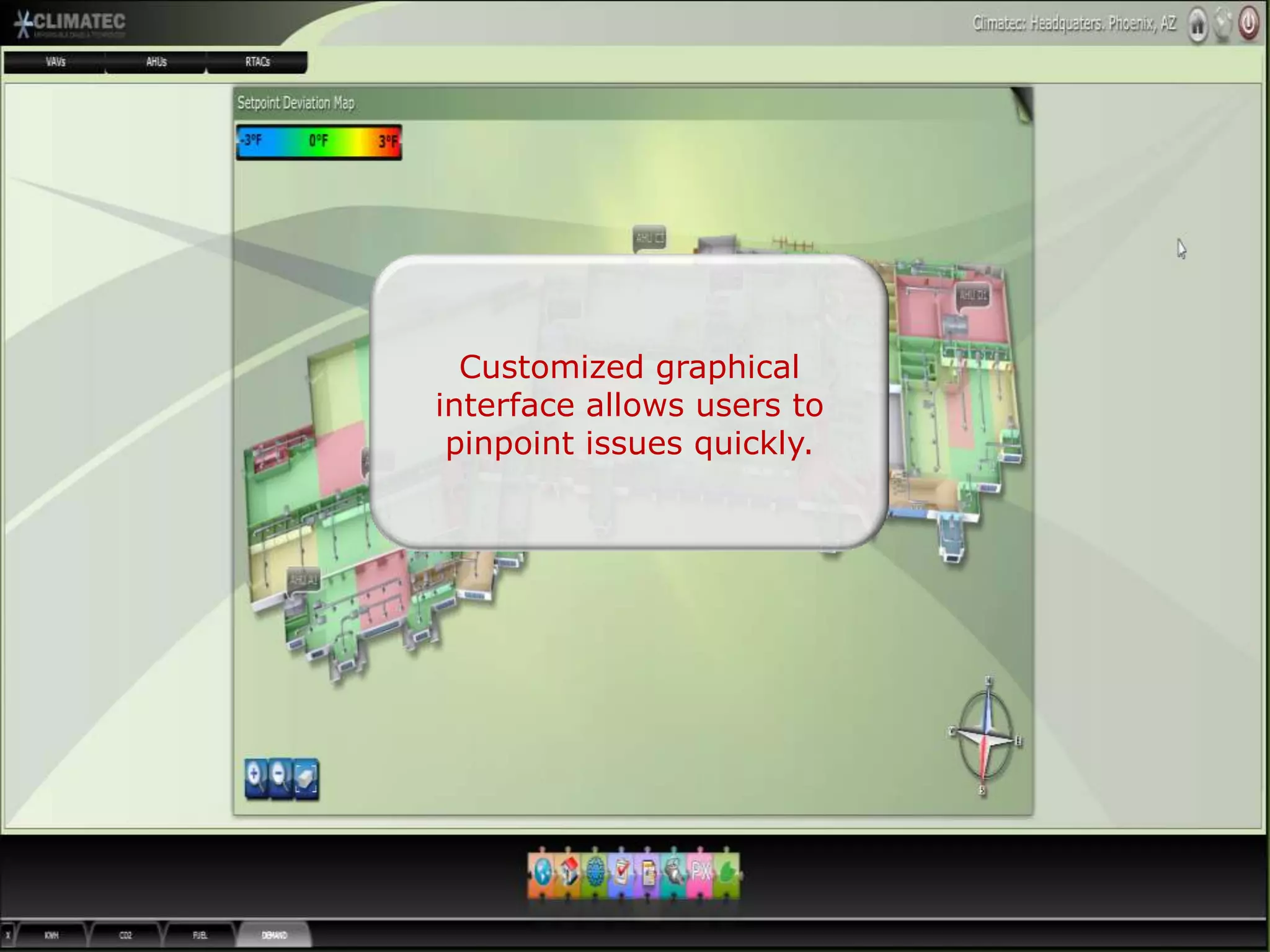 Customized graphical
interface allows users to
 pinpoint issues quickly.
 