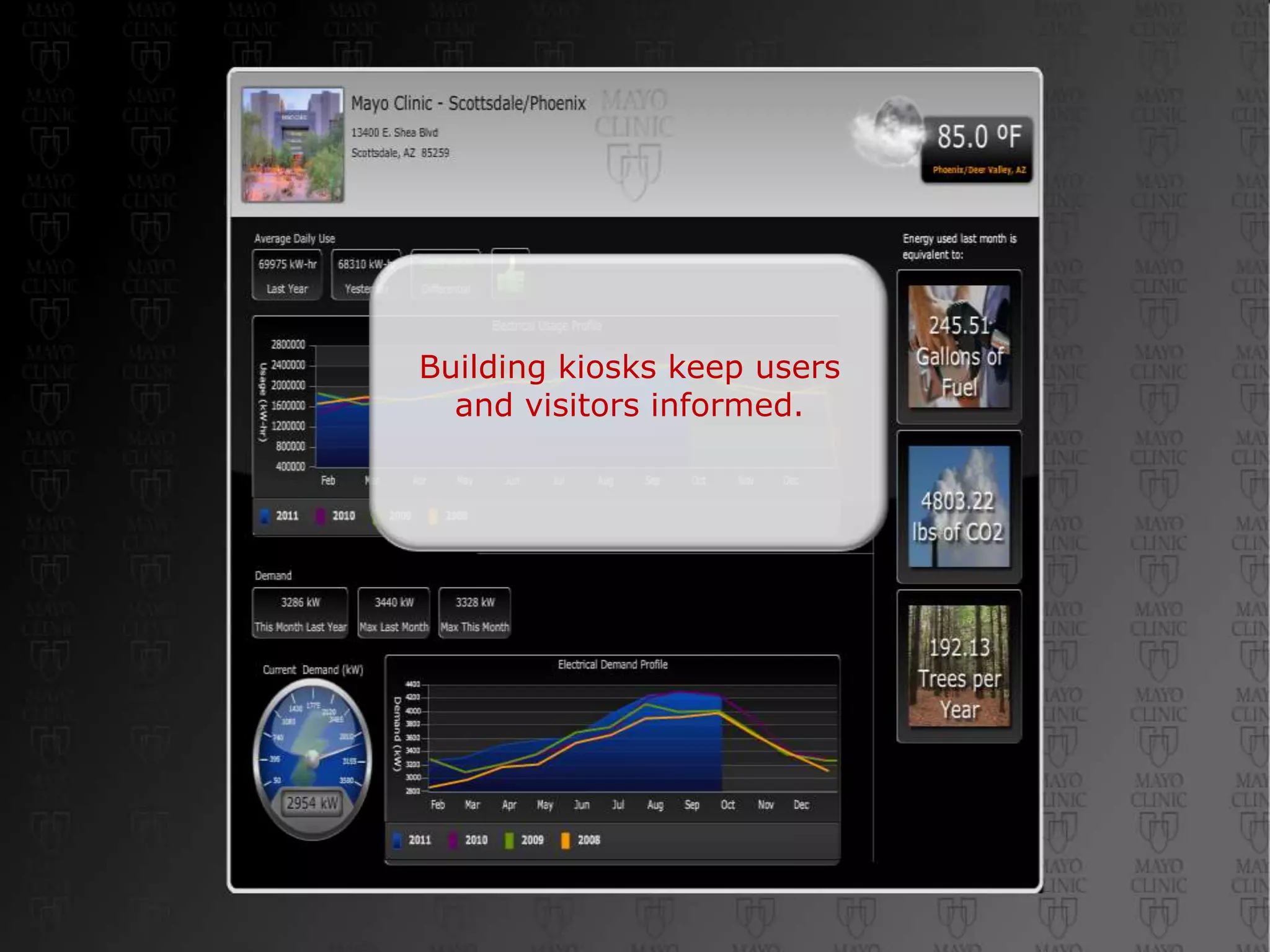 Building kiosks keep users
  and visitors informed.
 