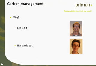Carbon management Wie? Leo Smit Bianca de Wit 
