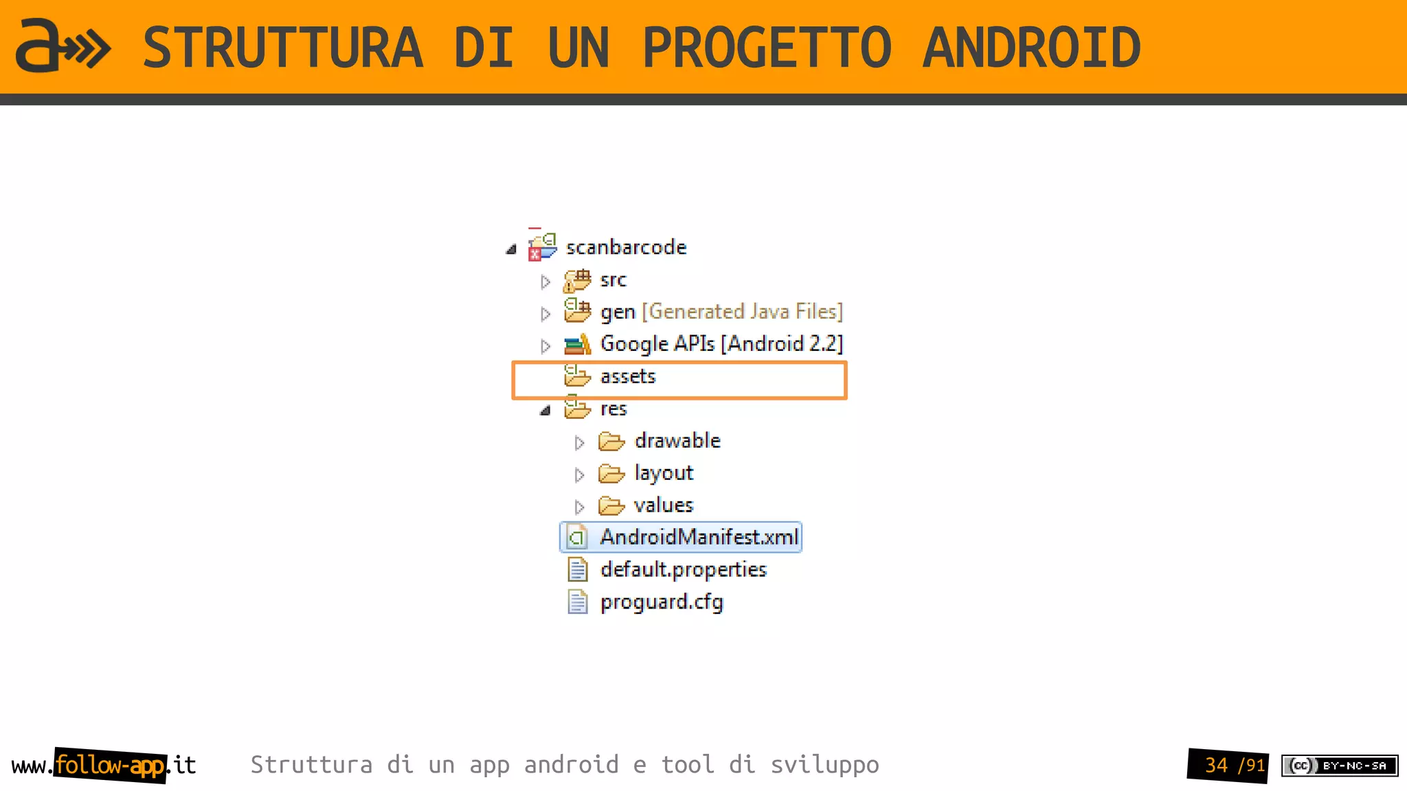 STRUTTURA DI UN PROGETTO ANDROID




www.follow-app.it   Struttura di un app android e tool di sviluppo   34 /91
 