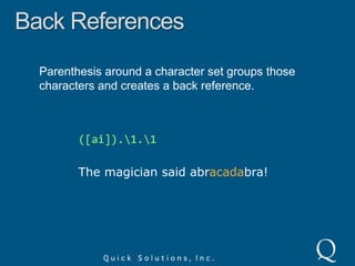 LazinessLaziness, or reluctant, modifies a repetition operator to only match as much as it needs to.an\S+?A robot and an android fight. The ninja wins.