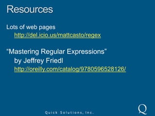 Named GroupsNamed groups let you reference matched groups by their name rather than just index.(?<vowel>[ai]).\k<vowel>.\1The magician said abracadabra!