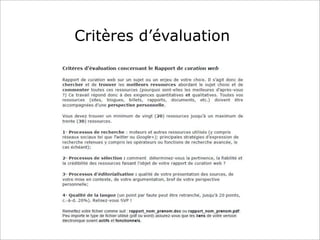 Critères d’évaluation
 