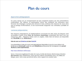 Plan du cours
 