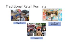 Traditional Retail Formats
Village Retail Mom & Pop/
Kirana Store
Hawkers
 