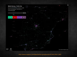 http://www.mapbox.com/labs/twitter-gnip/brands/#7/40.250/-3.483 
 