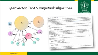 Eigenvector Cent > PageRank Algorithm
 