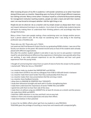 Written Introspection Example Introspection - Teaching Profession | PDF
