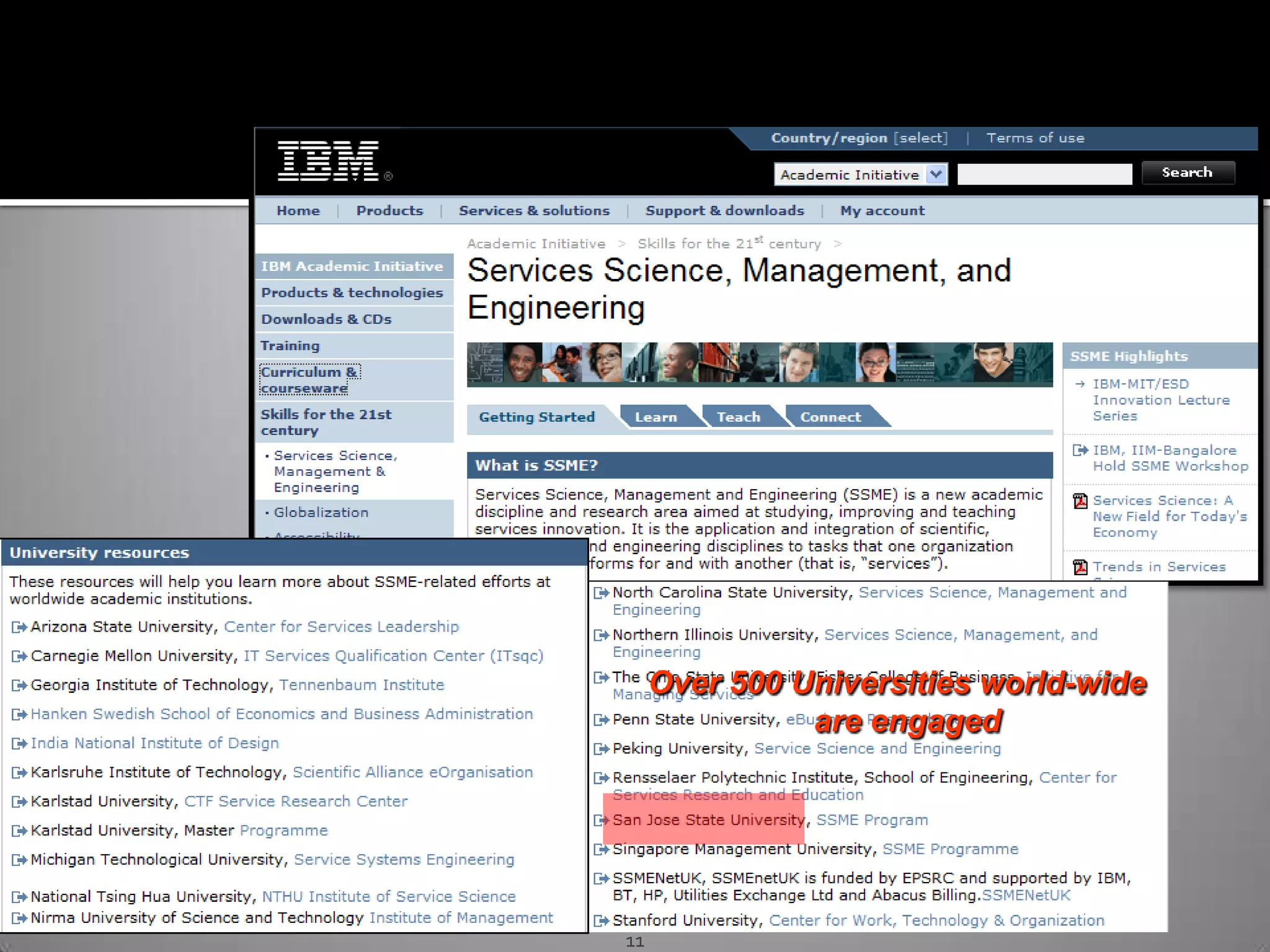 Over 500 Universities world-wide
               are engaged




11
 