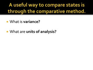  What is variance?
 What are units of analysis?
 