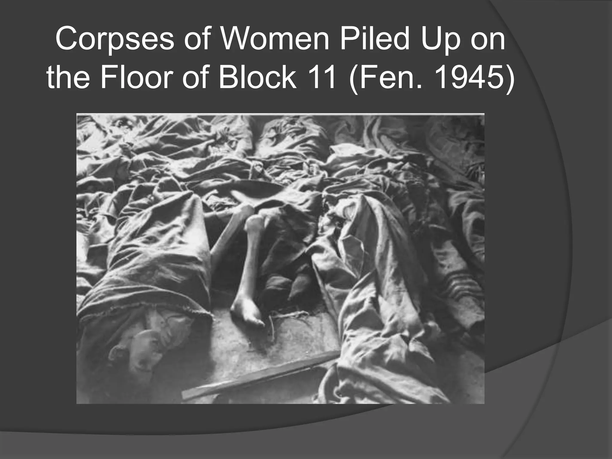 Corpses of Women Piled Up on
the Floor of Block 11 (Fen. 1945)
 