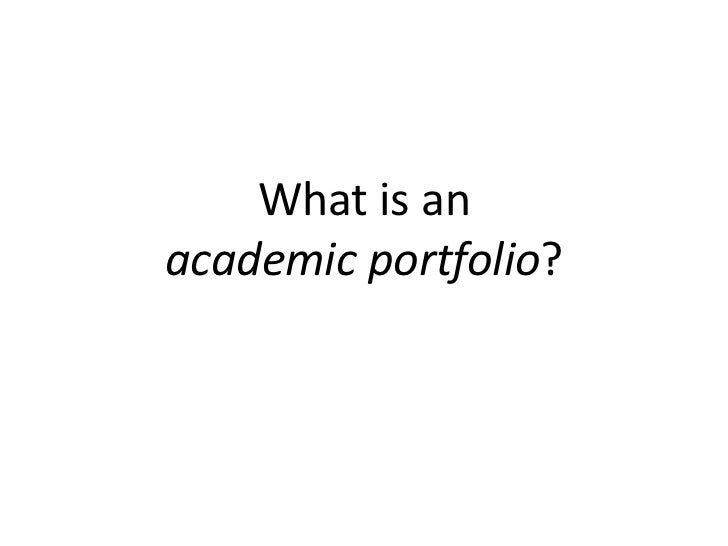 Introduction to Academic Portfolios