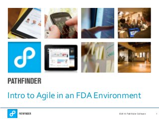 Intro to Agile in an FDA Environment
©2014 Pathfinder Software

1

 