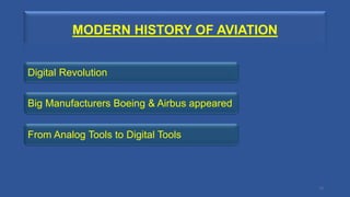 MODERN HISTORY OF AVIATION
13
Digital Revolution
Big Manufacturers Boeing & Airbus appeared
From Analog Tools to Digital Tools
 