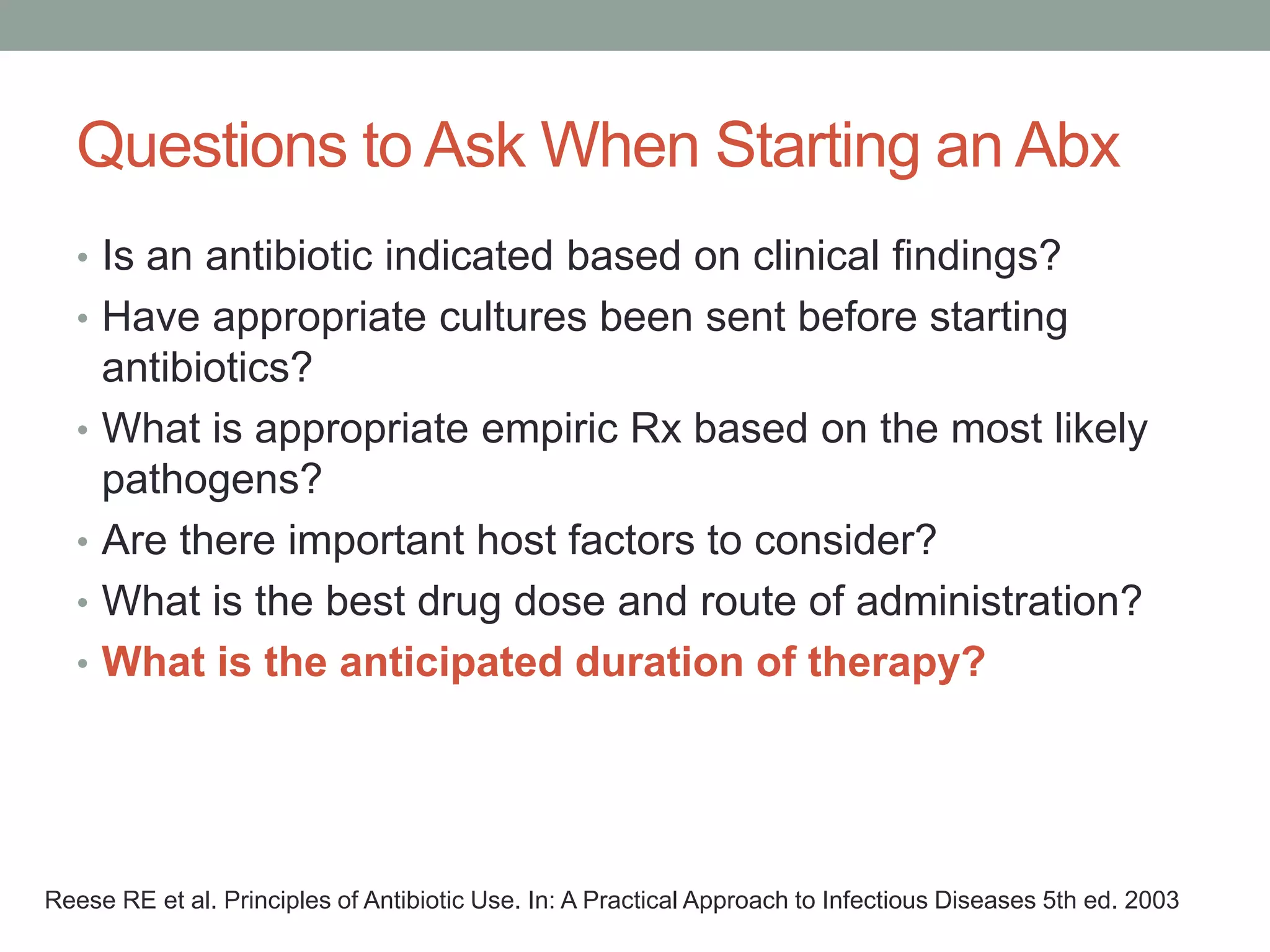 Intro to antibiotics part 2: Clinical Pearls 7.28.15