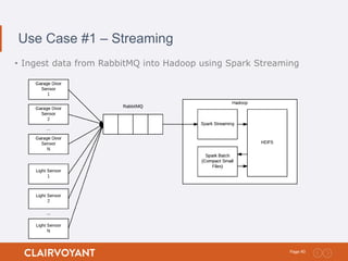 40Page:
Use Case #1 – Streaming
• Ingest data from RabbitMQ into Hadoop using Spark Streaming
 