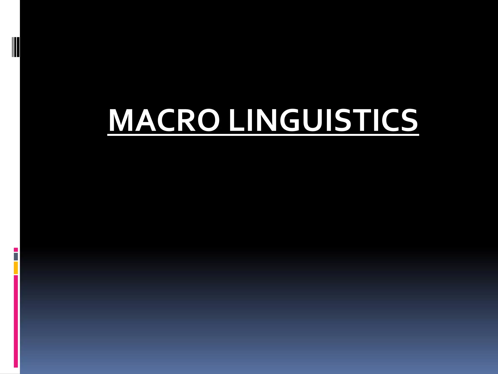 MACRO LINGUISTICS
 