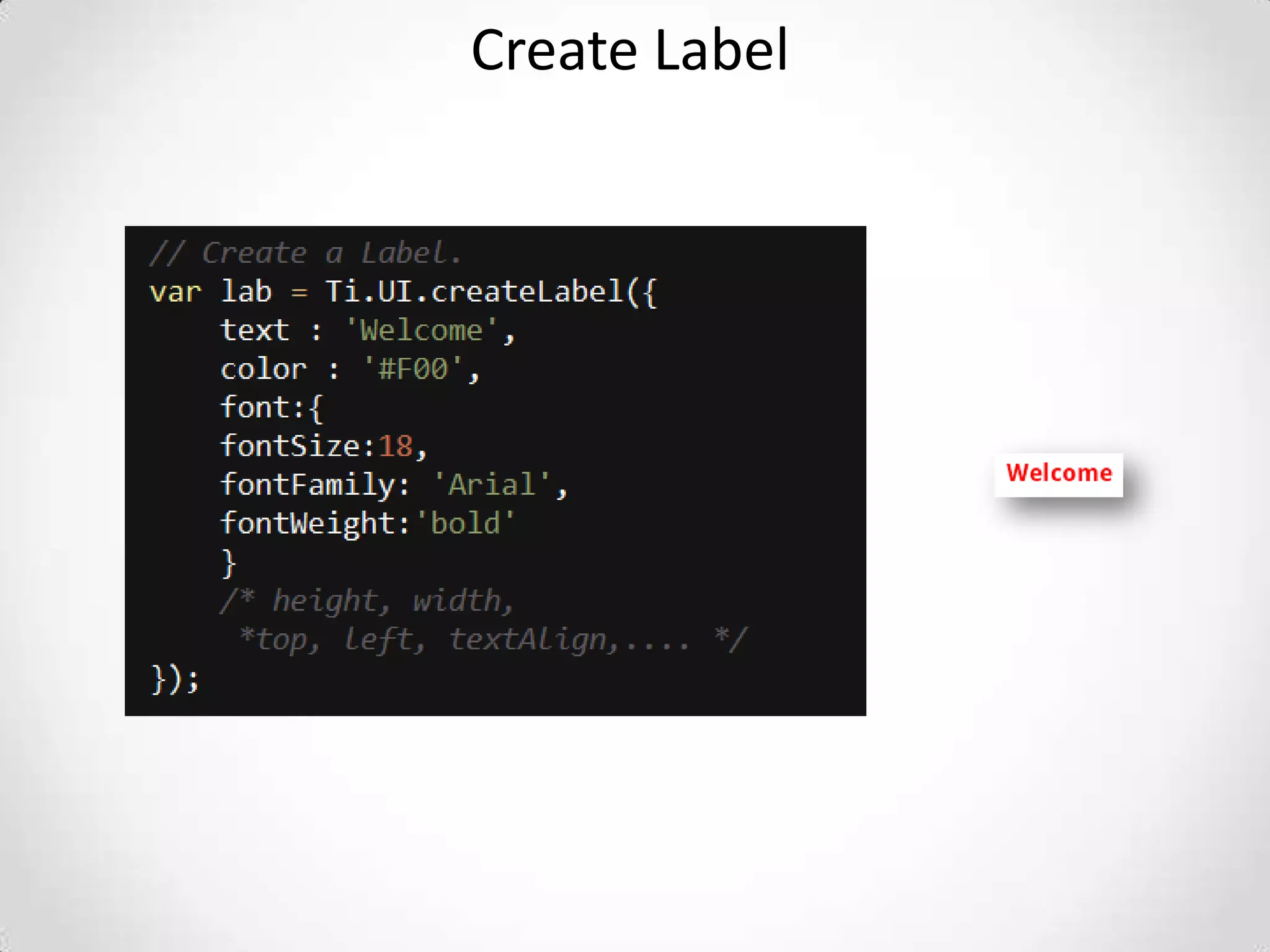 Create Label
 