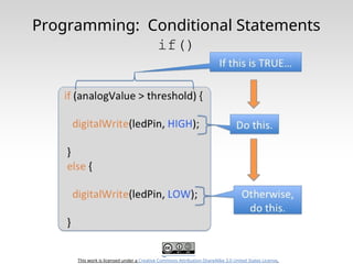 This work is licensed under a Creative Commons Attribution-ShareAlike 3.0 United States License.
Programming: Conditional Statements
if()
 