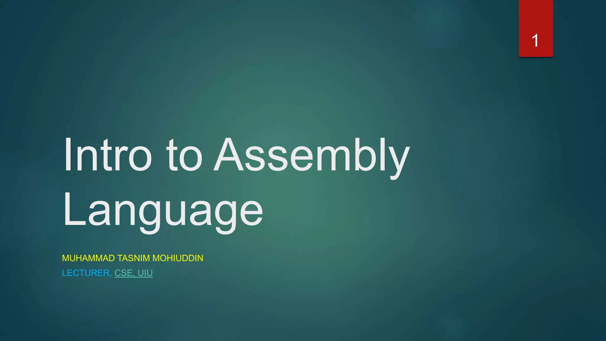 Intro to Assembly Language | PPT