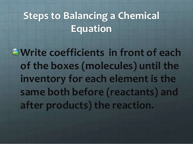 Intro To Balancing Chemical Reactions
