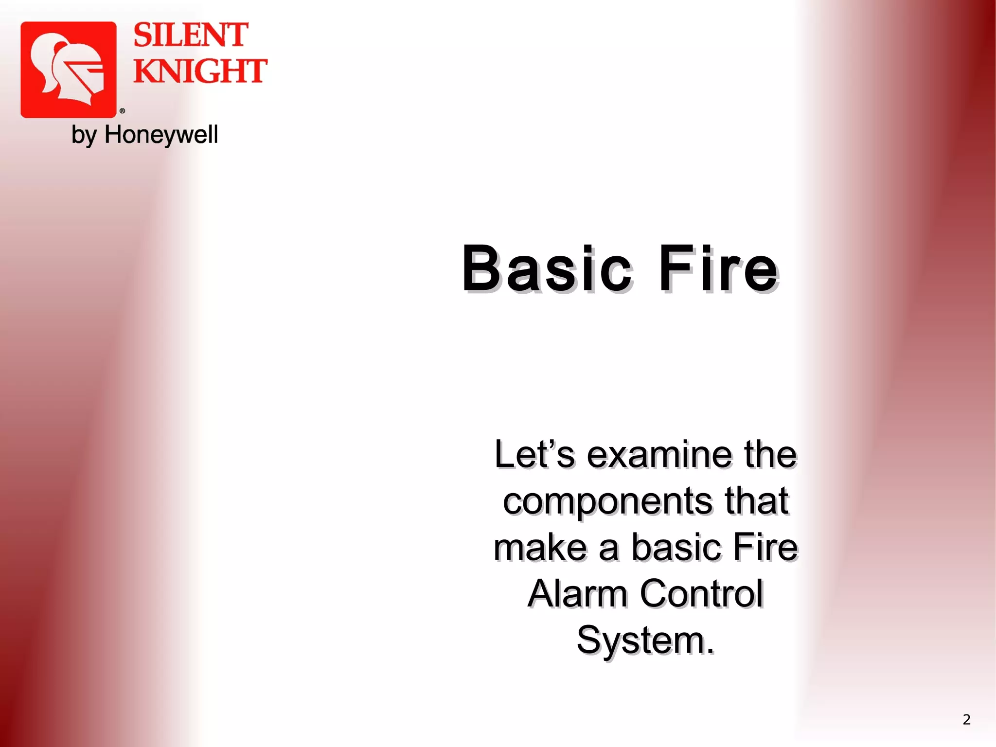 Basic Fire
Let’s examine the
components that
make a basic Fire
Alarm Control
System.
2

 
