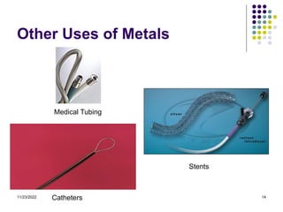 11/23/2022 14
Other Uses of Metals
Medical Tubing
Catheters
Stents
 