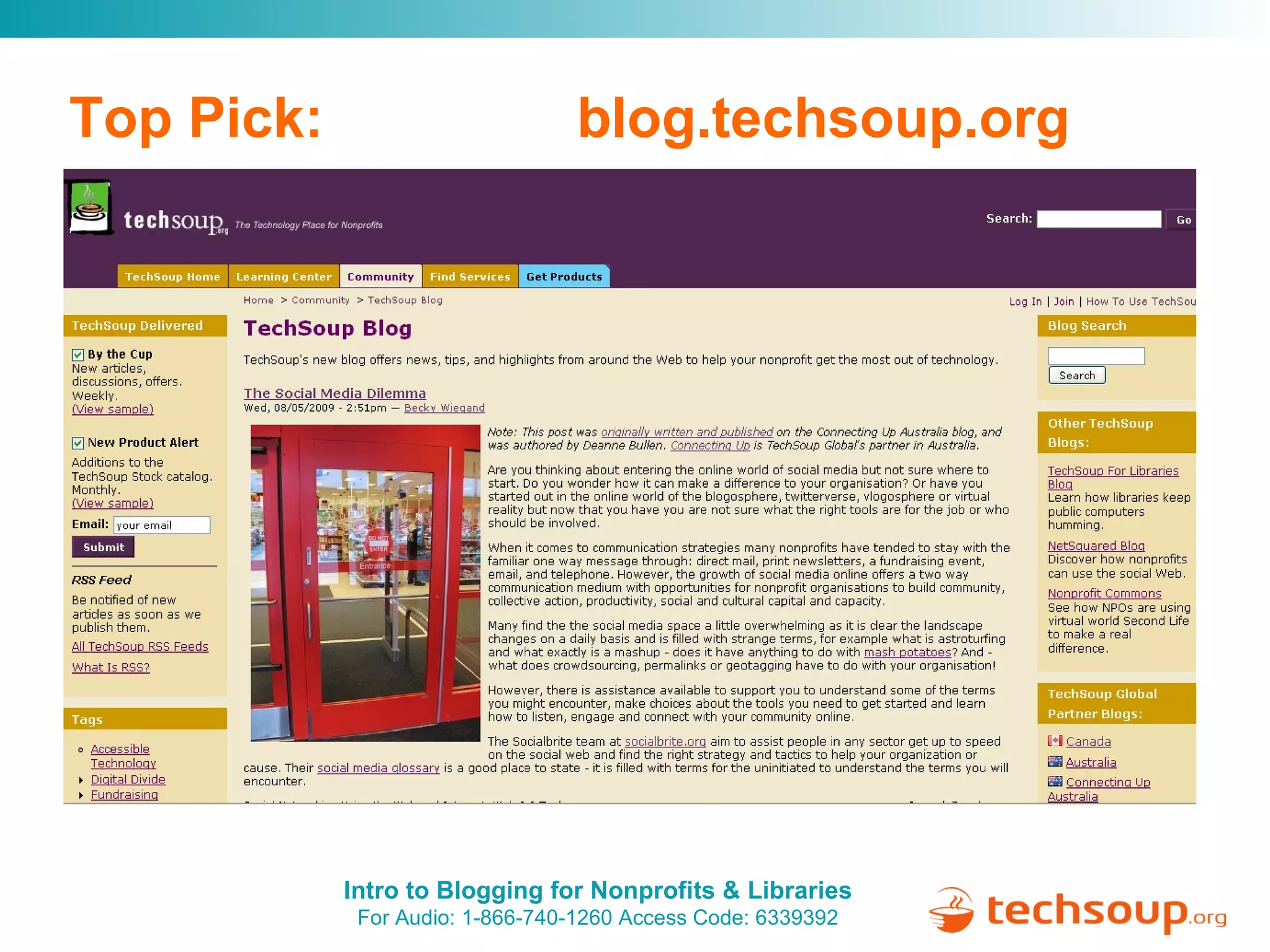 Top Pick:  blog.techsoup.org   