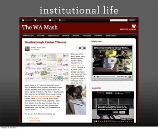 institutional life




Tuesday, 13 April 2010
 