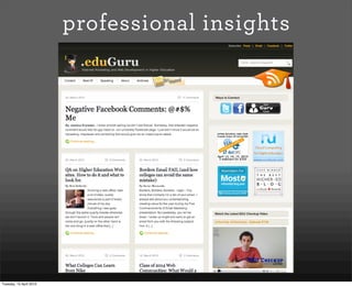 professional insights




Tuesday, 13 April 2010
 