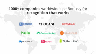 1000+ companies worldwide use Bonusly for
recognition that works
 