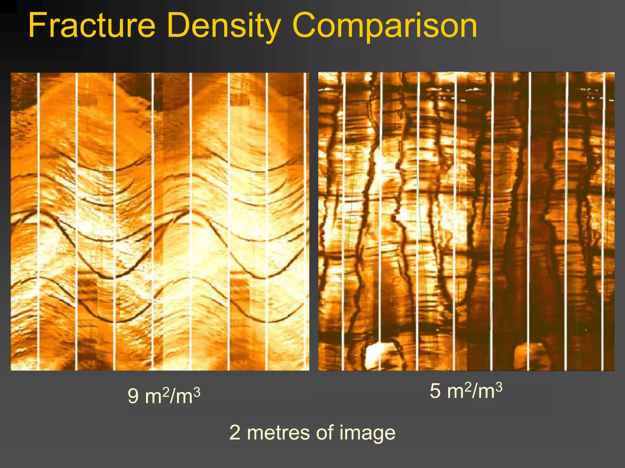 Fracture Density Comparison
9 m2/m3 5 m2/m3
2 metres of image
 