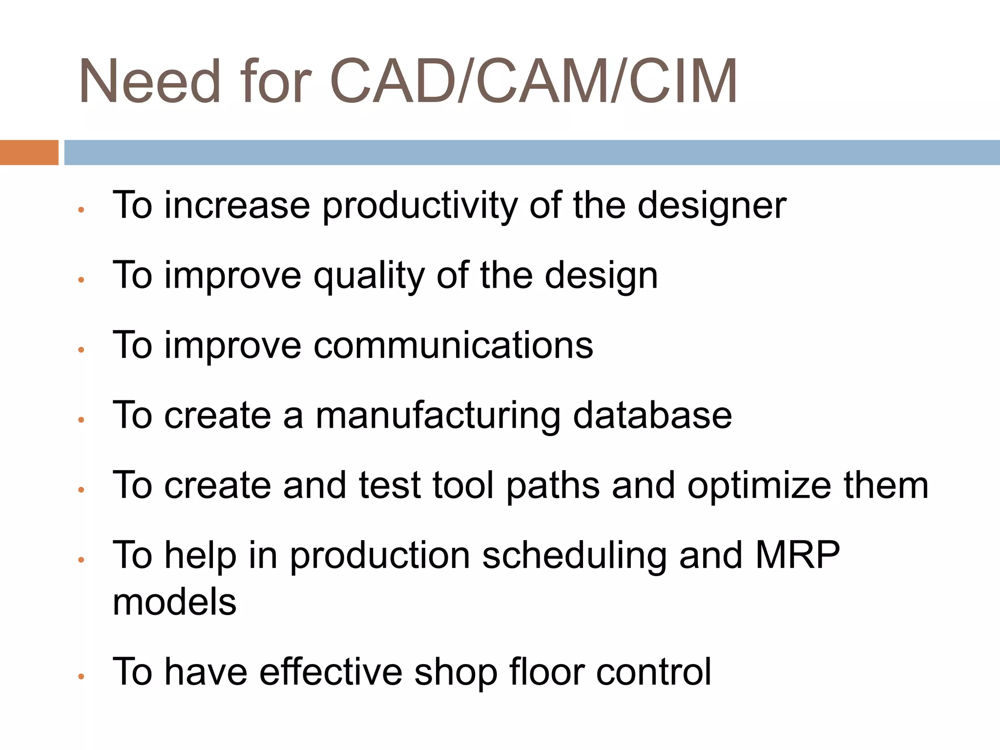 Intro to CAD/CAM/CIM | PPTX