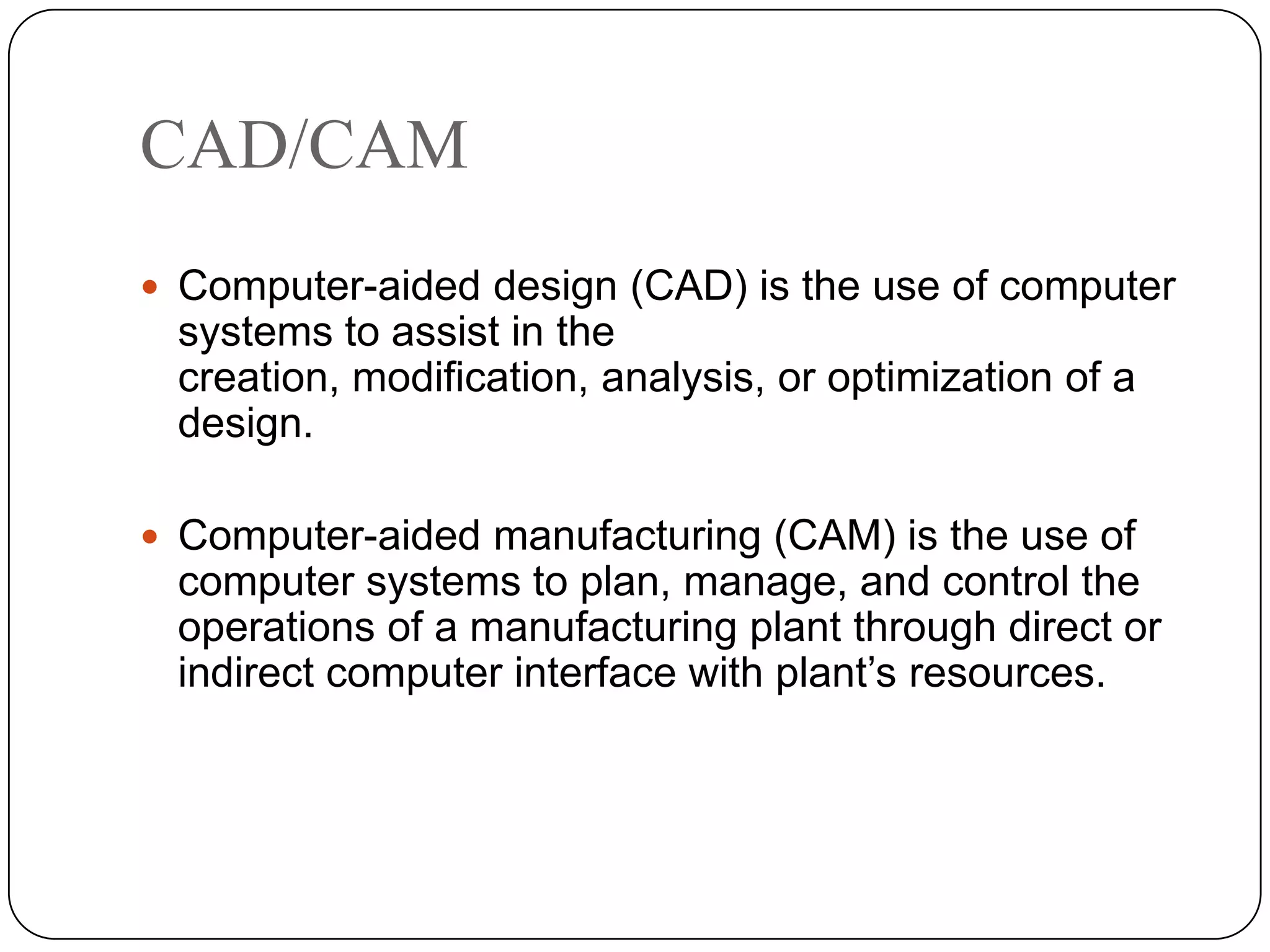 Intro to CAD CAM Tools | PPTX