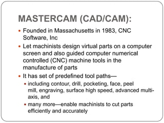 Intro to CAD CAM Tools | PPTX