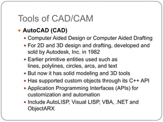Intro to CAD CAM Tools | PPTX