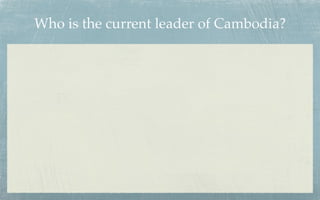 Who is the current leader of Cambodia?
 