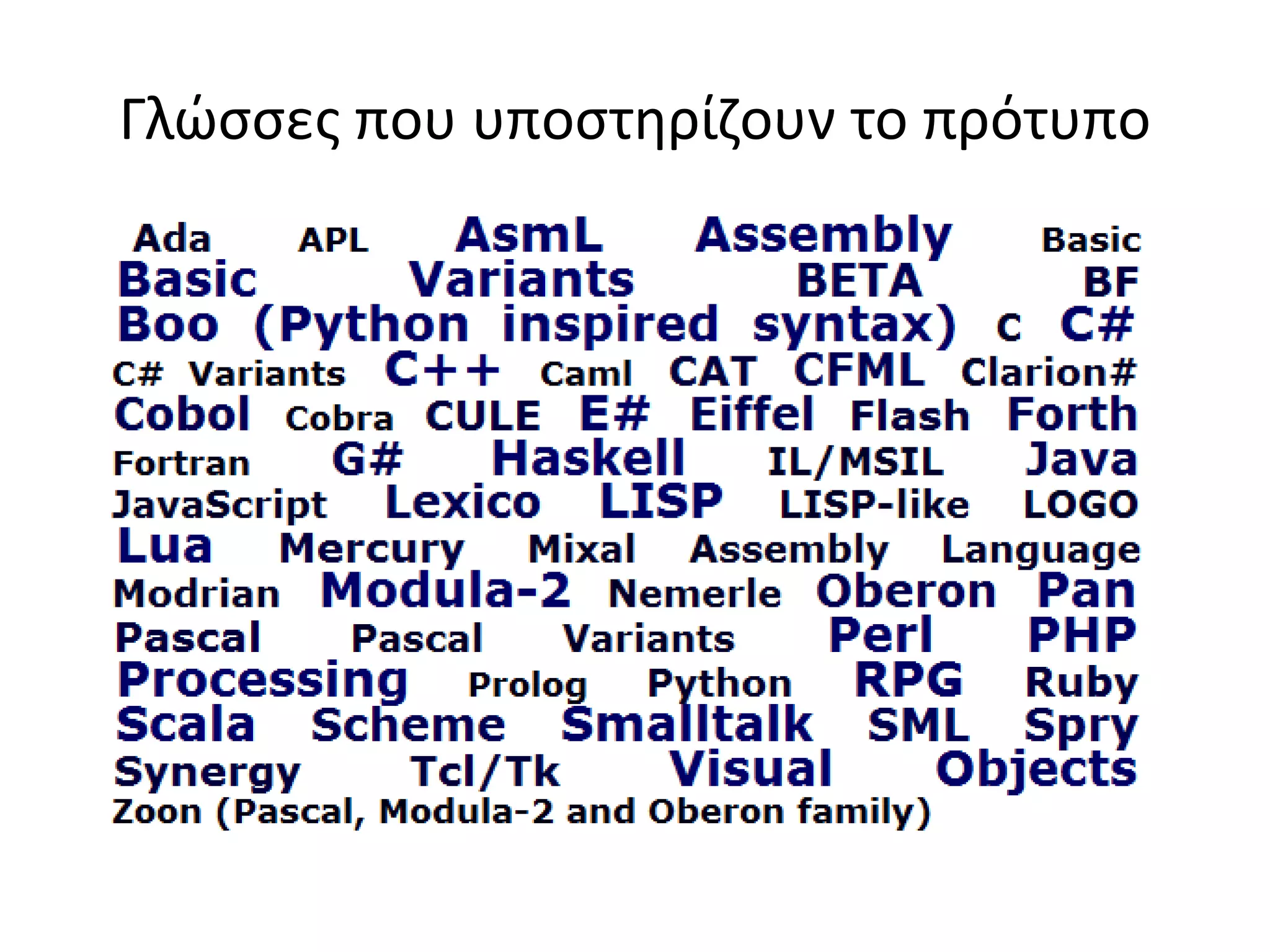 Γλώσσες που υποστηρίζουν το πρότυπο
 