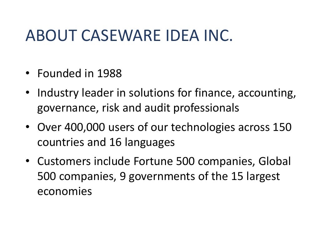 Introduction To CaseWare IDEA Designed By Auditors For Auditors