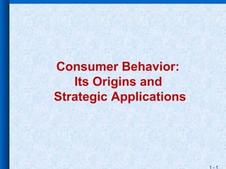 Consumer Behavior:
   Its Origins and
Strategic Applications




                         1-1
 