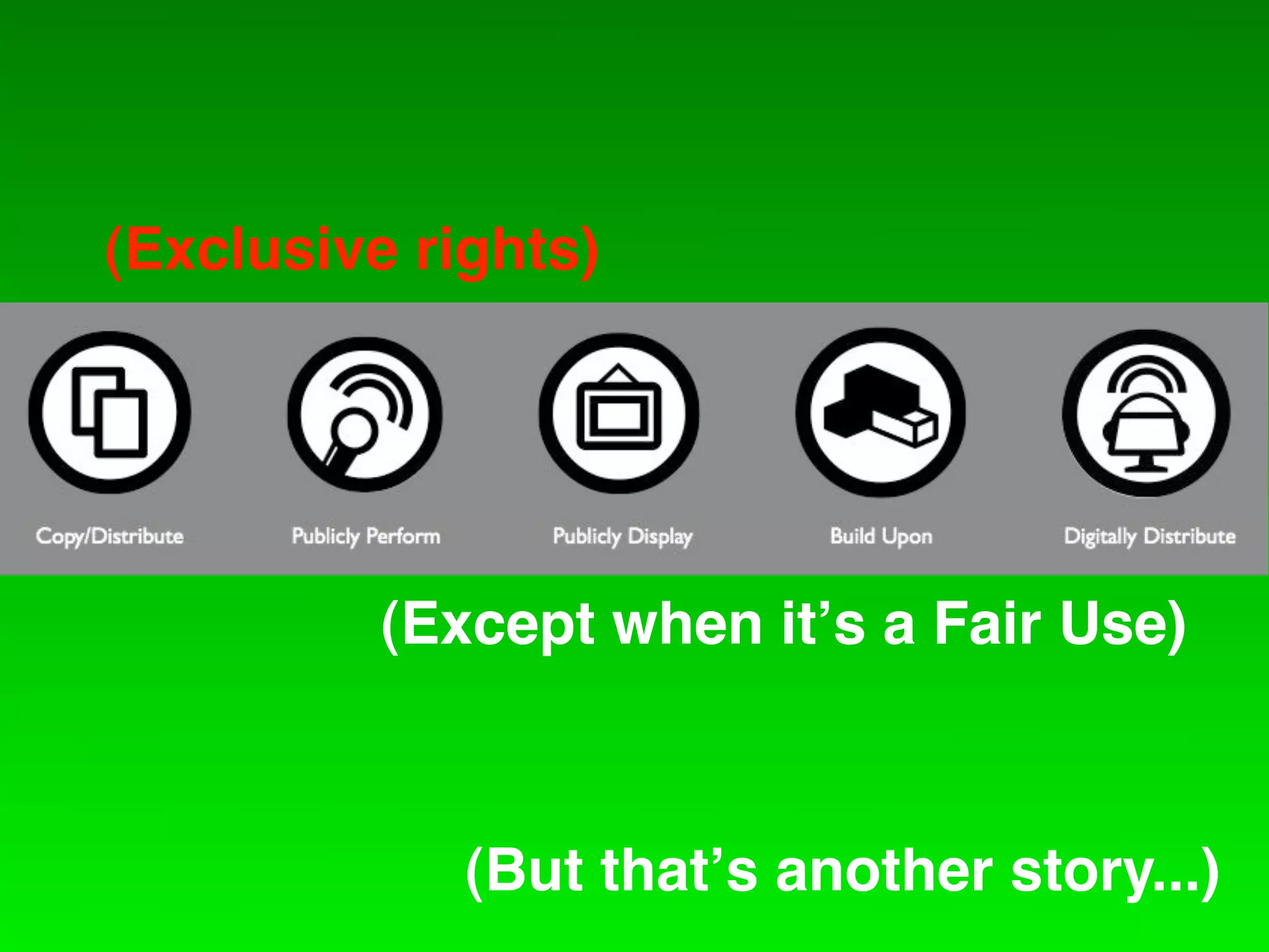 (Exclusive rights)




          (Except when it!s a Fair Use)



             (But that!s another story...)
 