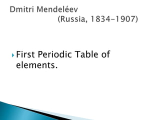  First Periodic Table of
elements.
 