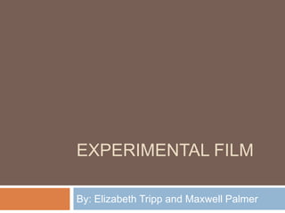 EXPERIMENTAL FILM

By: Elizabeth Tripp and Maxwell Palmer
 