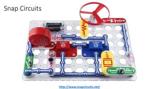 Snap Circuits
http://www.snapcircuits.net/
 