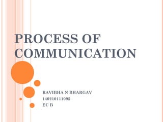 PROCESS OF 
COMMUNICATION 
RAVIBHA N BHARGAV 
140210111095 
EC B 
 