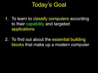 Computer Applications Technology Class Targets Intro to computer lecture 3 | PPTX