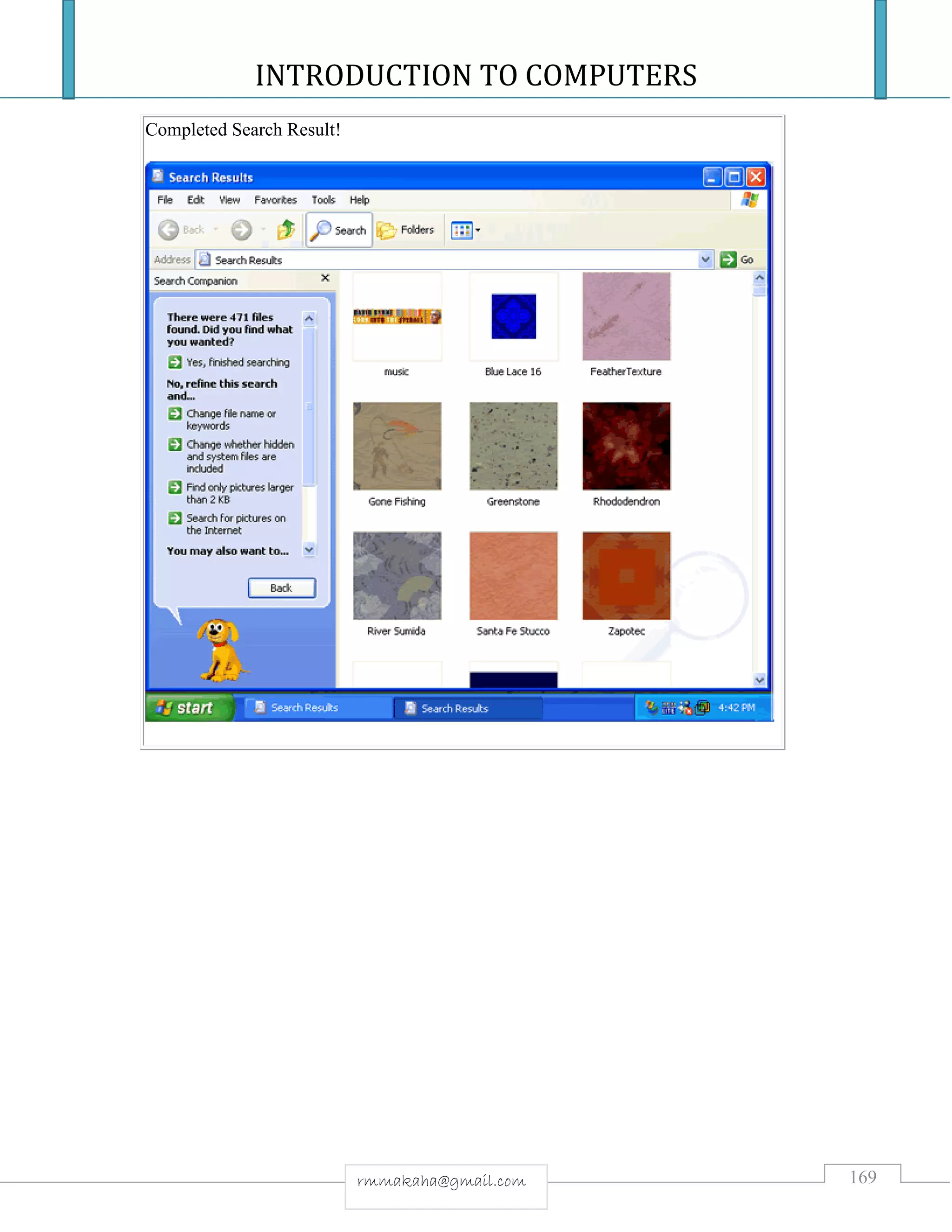 INTRODUCTION TO COMPUTERS
169rmmakaha@gmail.com
Completed Search Result!
 
