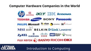 Introduction to Computing
Computer Hardware Companies in the World
 